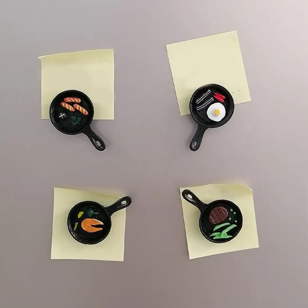 4 magneti da frigorifero a forma di padella da cucina, decorativi e adorabili, magneti da frigo per decorazioni domestiche, adesivi magnetici per appunti