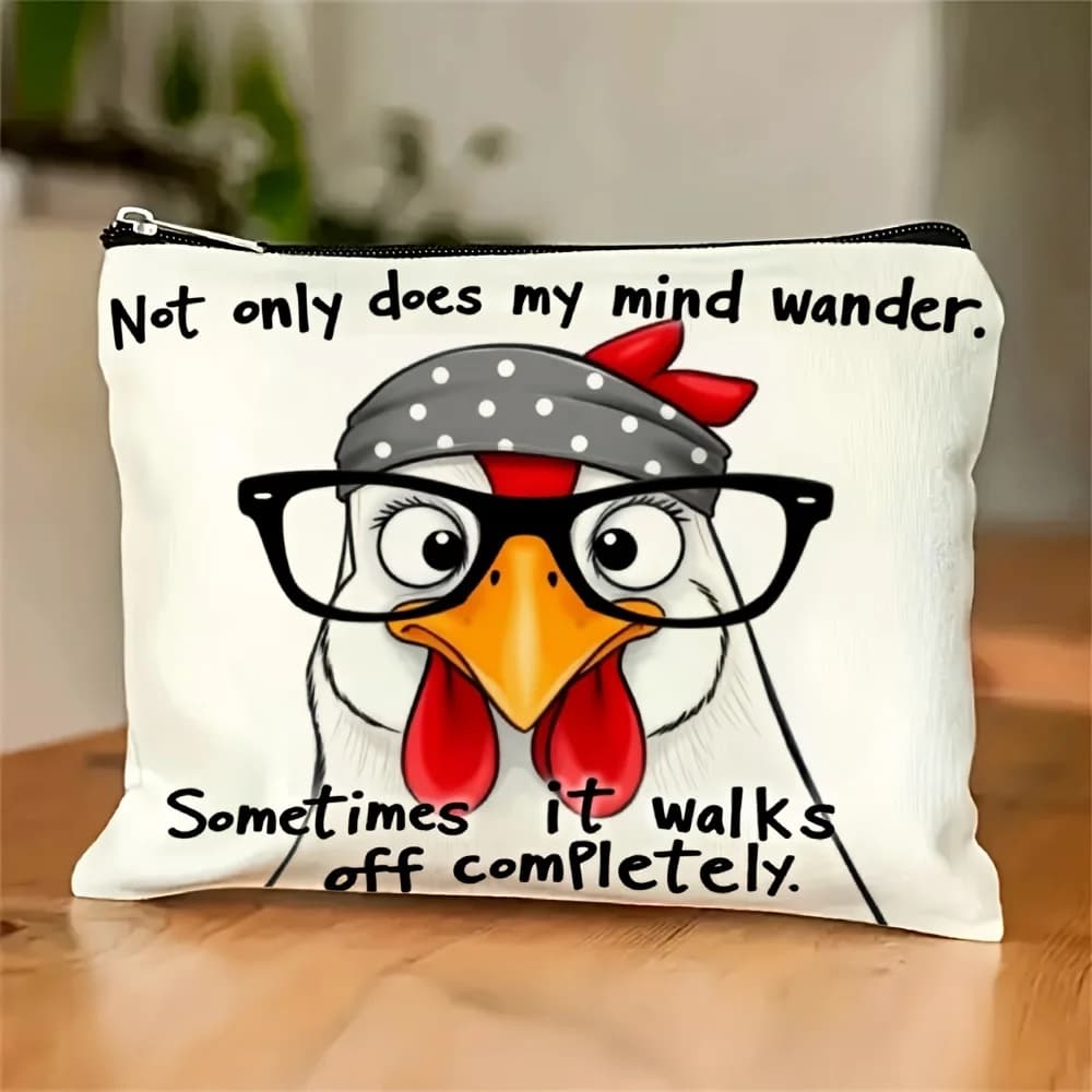 Borsa per il trucco del pollo dei cartoni animati ACute: una bella custodia multifunzionale con cerniera, una borsa per riporre gioielli