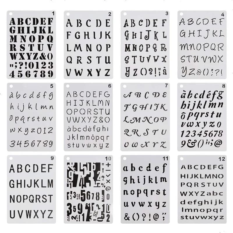 12/24pcs Letter Stencils Drawing Painting Template Set Number Alphabet Letter Drawing Stencils Template for Scrapbooking Card
