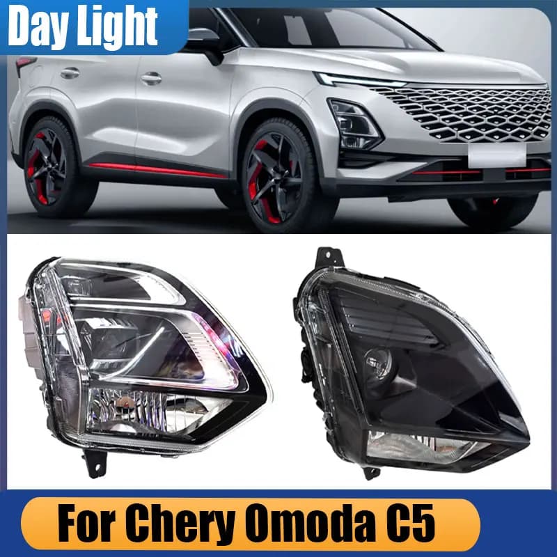 Per Chery Omoda C5 Paraurti anteriore per auto Luce frontale Fendinebbia a LED DRL Lampada da corsa diurna Lampada di segnalazione Faro 605000528 AA 605000605 AA