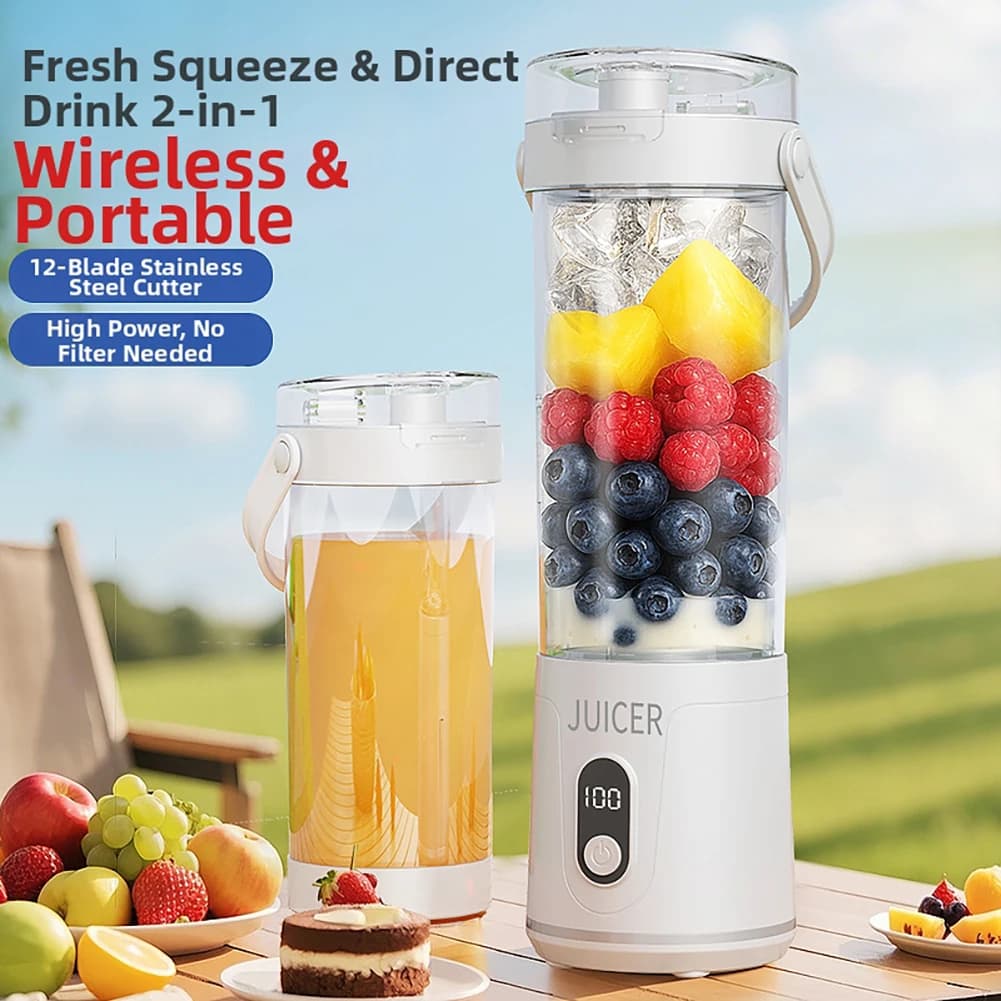Frullatore elettrico da 600 ml Spremiagrumi portatile Tazza USB ricaricabile Frullatore per frullato Tazza di spremiagrumi di frutta fresca per viaggi all'aperto