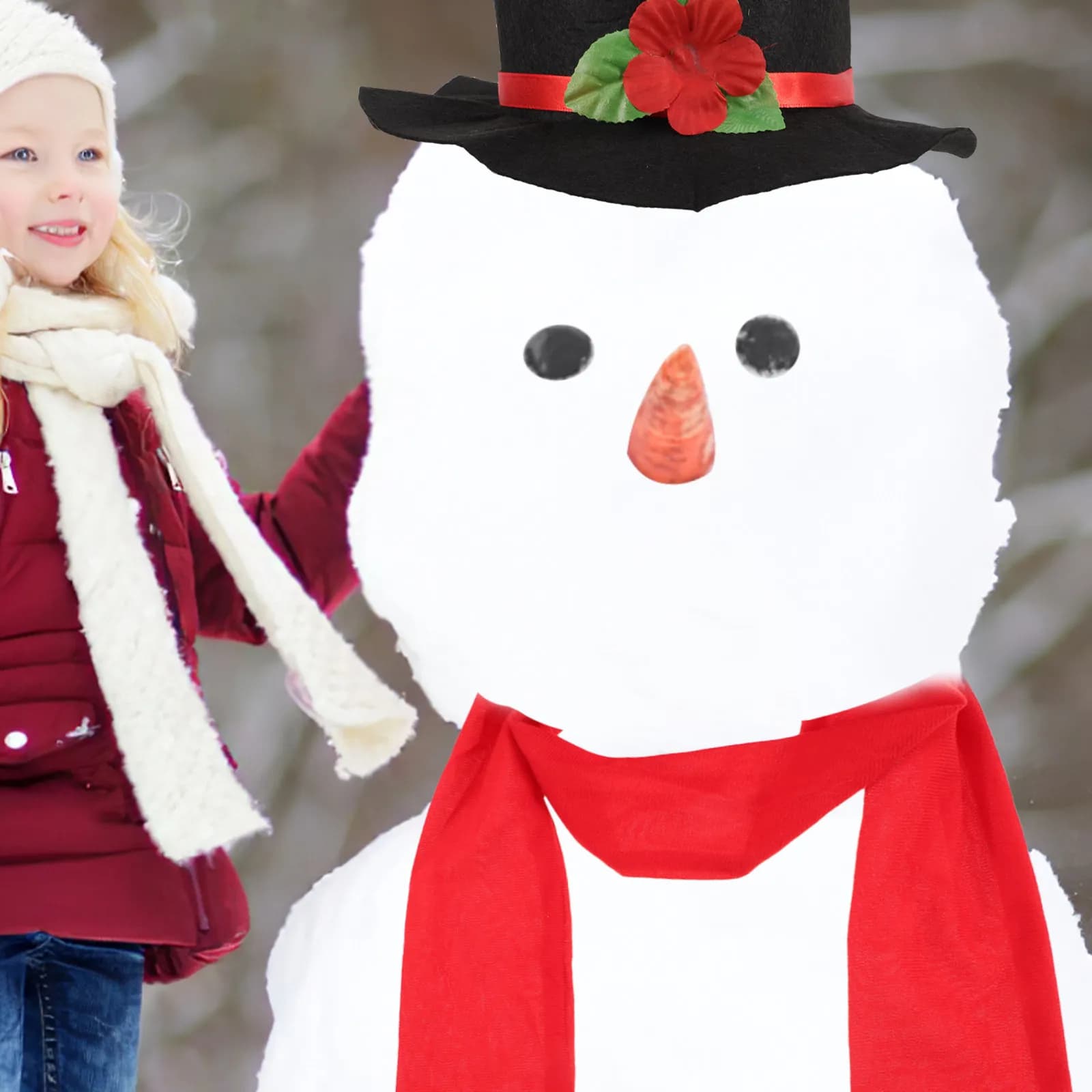 Set Cappello e Sciarpa Pupazzo di Neve, Kit Decorativo Natalizio Fai-da-Te, Accessori Riutilizzabili per Pupazzo di Neve, Decorazioni Festive per Divertimento all'Aperto in Famiglia