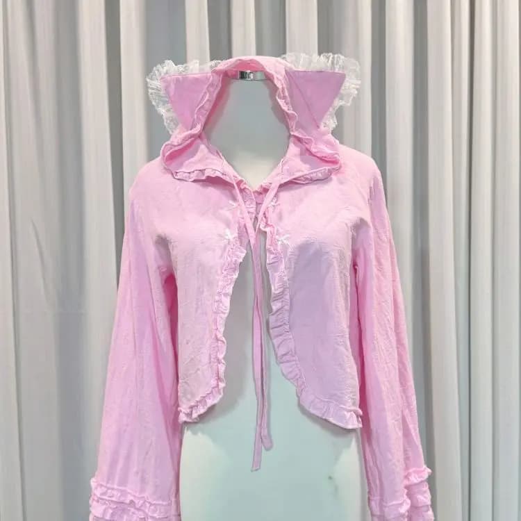Cardigan corto stile giapponese Kawaii dolce e carino cappotto solido top moda coreana causale con cappuccio donna design chic