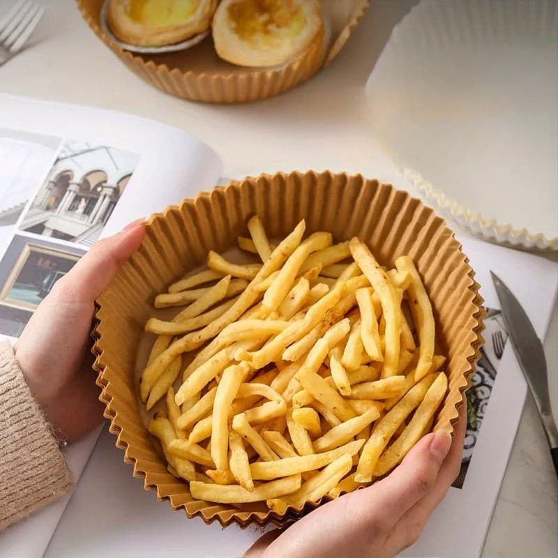 100 Pezzi di Carta Speciale per Friggitrice ad Aria, Carta Assorbente per Olio, Carta da Forno in Silicone per Uso Domestico