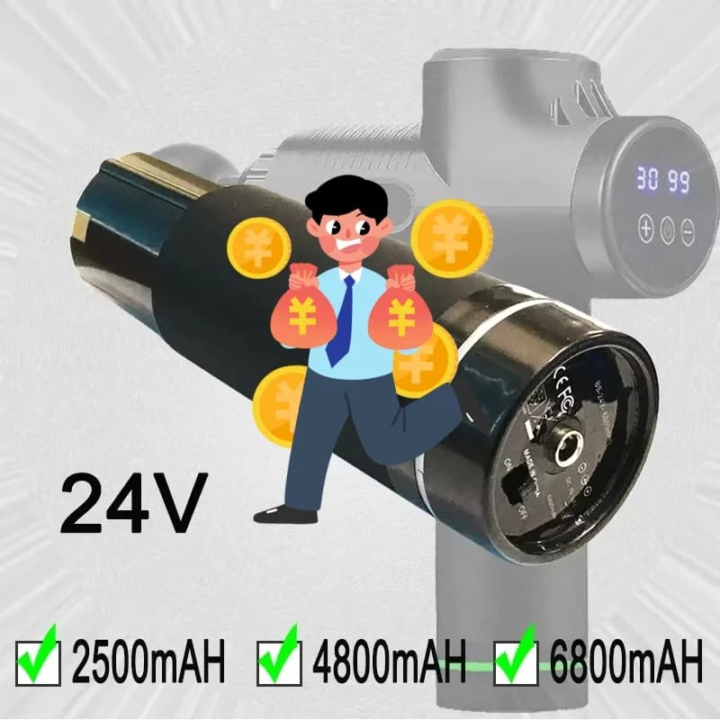24V 2500/4800/6800mAh rechargeable lithium-ion battery suitable for massage gun upgraded battery fascia gun accessories
