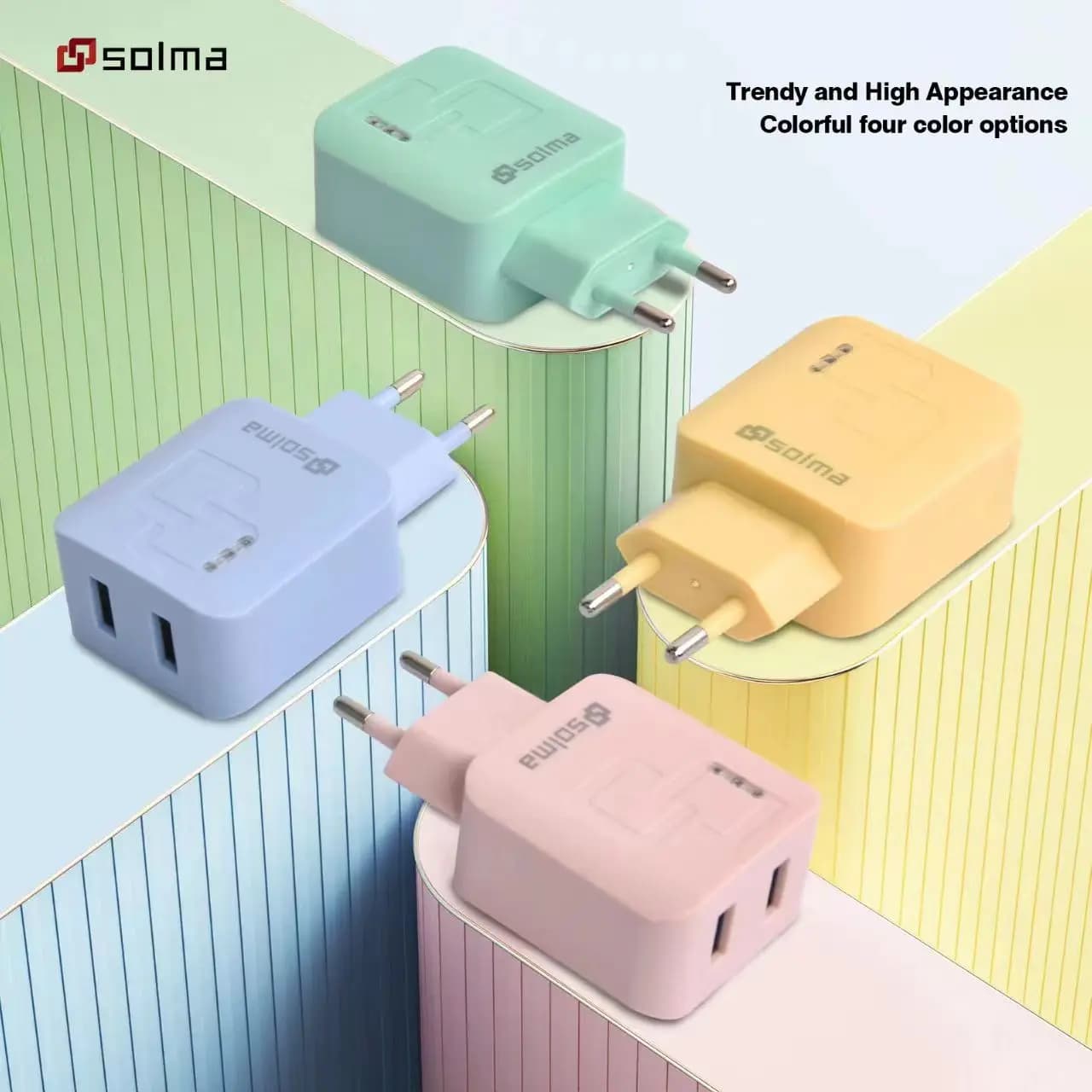 Caricatore da viaggio mobile USB a 2 porte standard UE Macaron Color per iPhone Adattatore universale di ricarica con spina Samsung