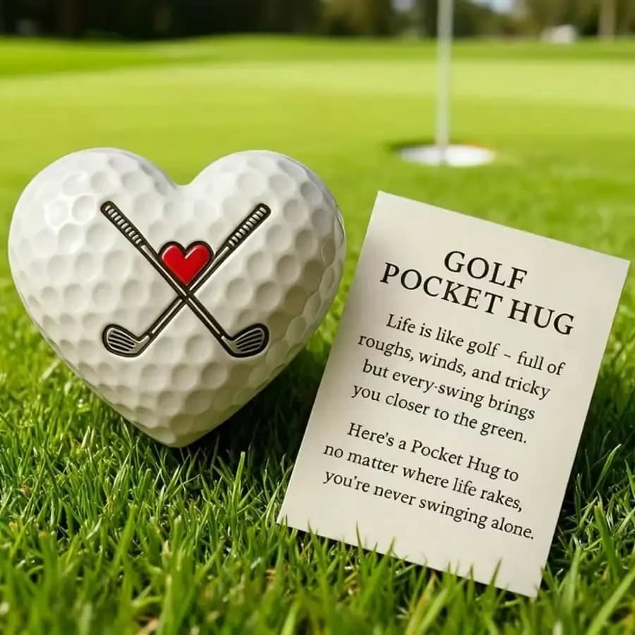 Porta palline da golf a forma di cuore - Regalo per golfisti, con design di mazze da golf incrociate e cuore rosso, in plastica resistente