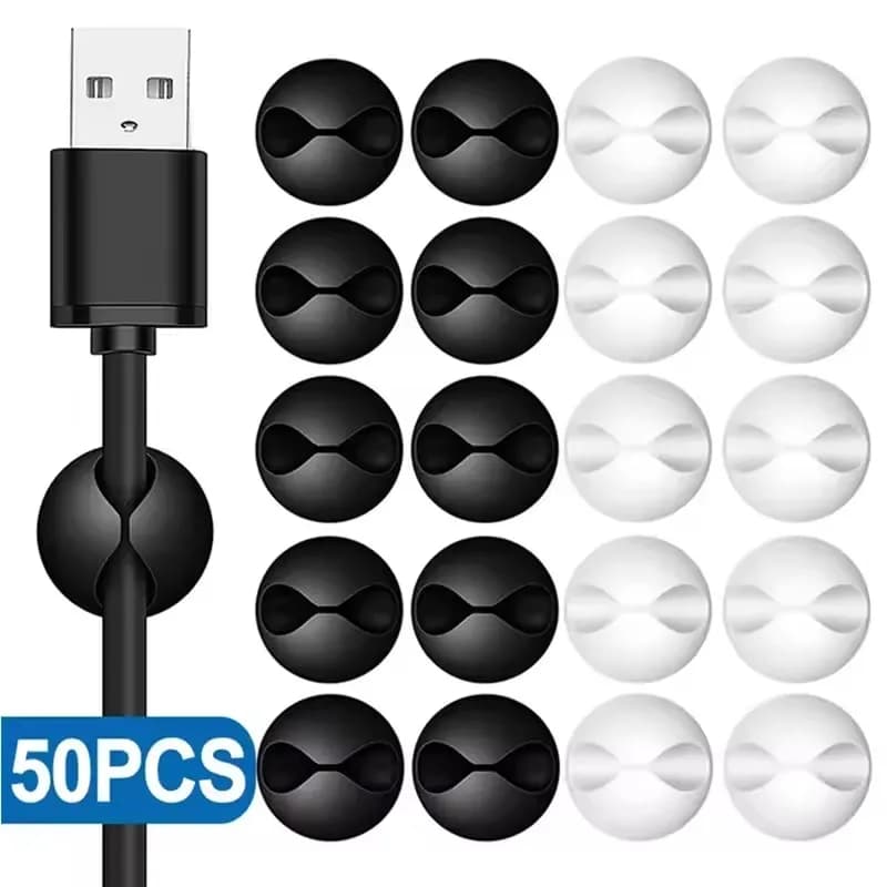 5/50 pcs mini winding organizer USB charging cable clip desk orderly organizer wire cable support home protection auto office