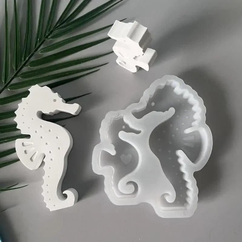Stampi in silicone per figurine cavalluccio marino Stampo in silicone per animali facile da sformare per candele, sapone, in