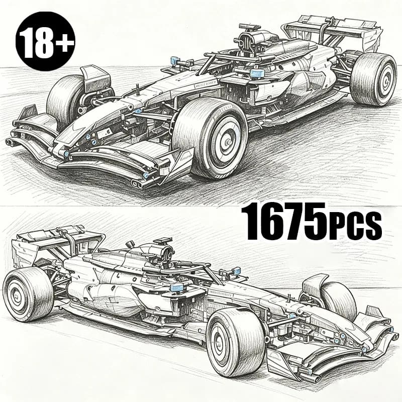 New 1:8 Scale Orange High‑Performance Race Car, 1675 PCS Highly Detailed Building Blocks Sports Car Model, Gift for Boys