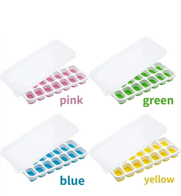 Vassoi per cubetti da 14 ghiaccio flessibili e in silicone a sgancio facile con coperchio rimovibile resistente allo sporco, senza BPA, durevole e lavabile in lavastoviglie