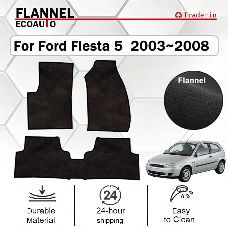 Tappetini per Auto in Flanella ECOAUTO per Ford Fiesta 5 MK5 Ford Classic 2003~2008, Tappeti Antiscivolo, Copri Tappeti, Protezioni per Piedi