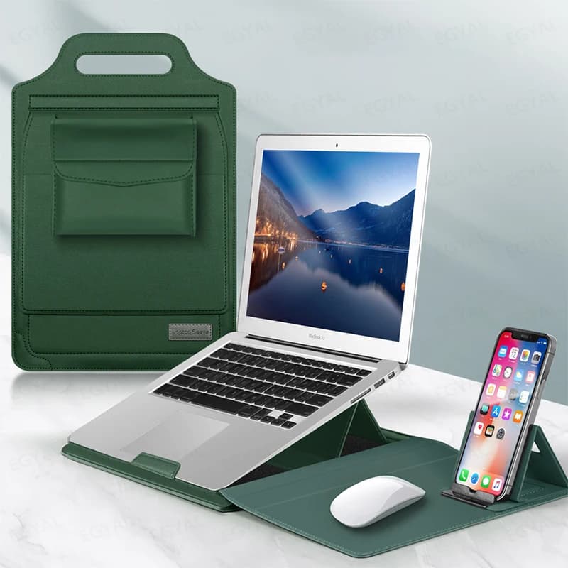 Custodia multiuso per laptop per MacBook Air 13 Custodia M1 M2 M3 M4 M5 Pro 14 16 15 pollici Custodia in PU Tappetino per mouse con staffa Borsa per laptop