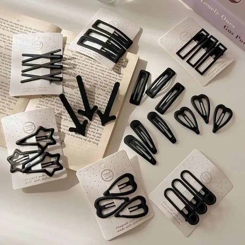 Nuovo 3 pz Fermagli per capelli neri Nero Versatile Frangia semplice Forcine Capelli spezzati Clip fisse Love Star Fronte Styling Frangia BB Clip