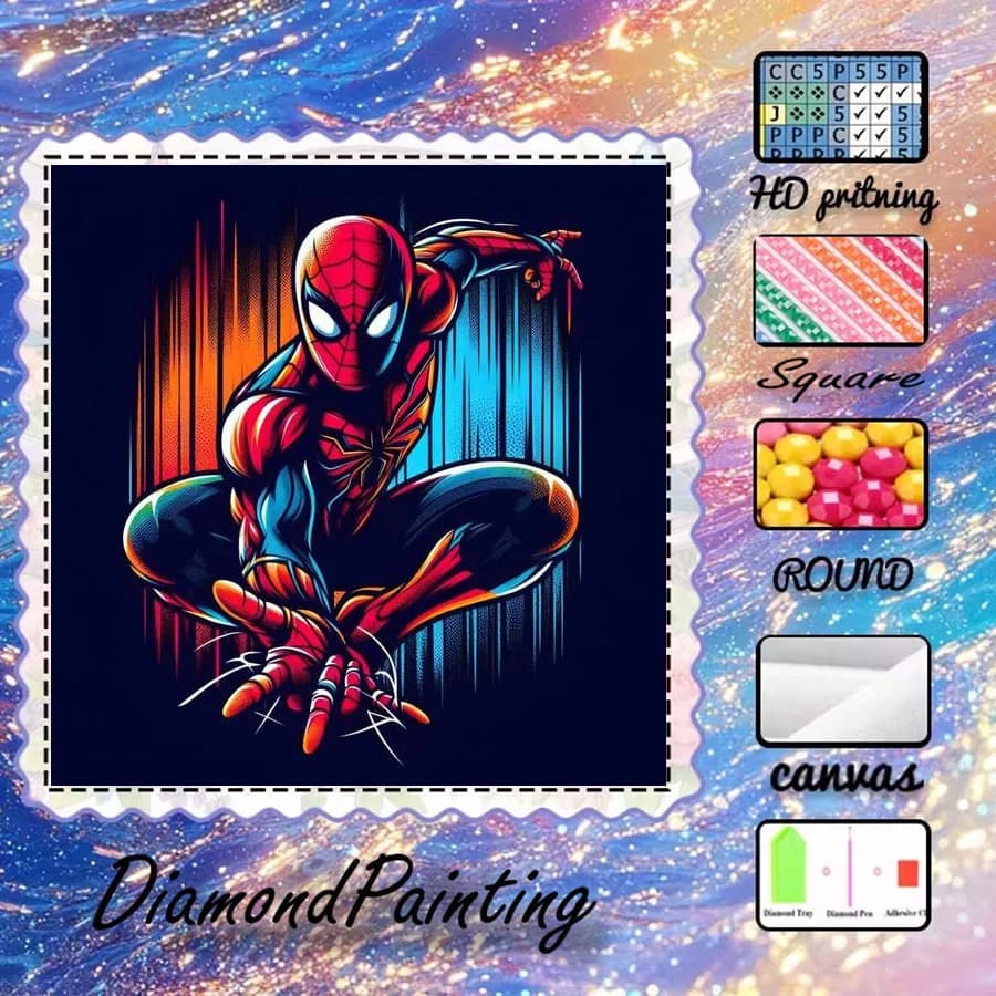 1 Piece - Potdemiel-5D-DIY - Flocking Cloth - Special Drill - Diamond Painting Set - Spider-Man - Diamond Art