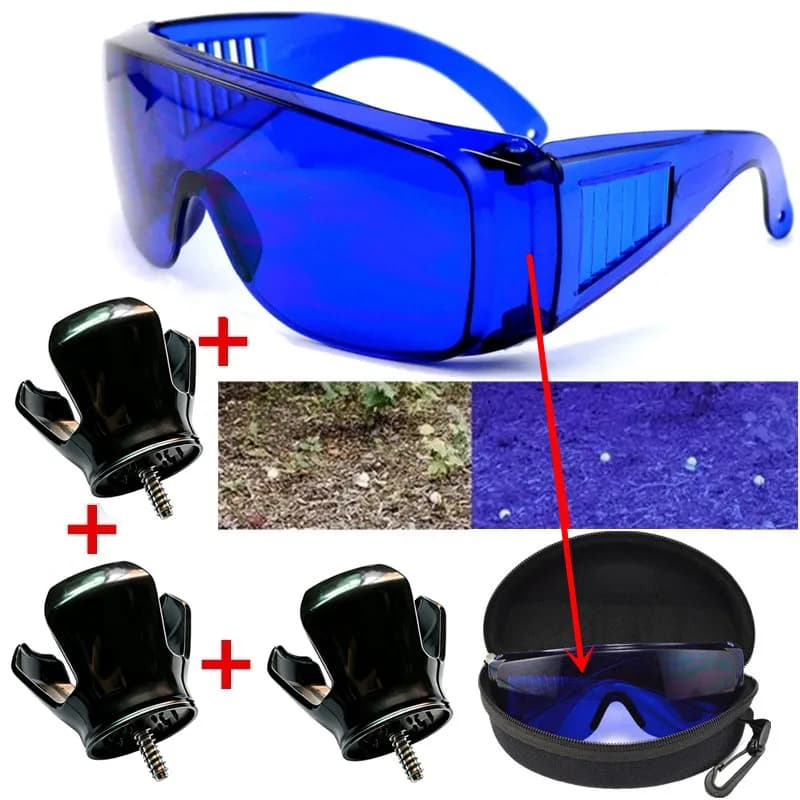 Golf Finding Glasses, Golf Ball Finder + 3-Prong Golf Ball Retriever Grabber Pick Up, Back Saver Claw Put On Putter Grip