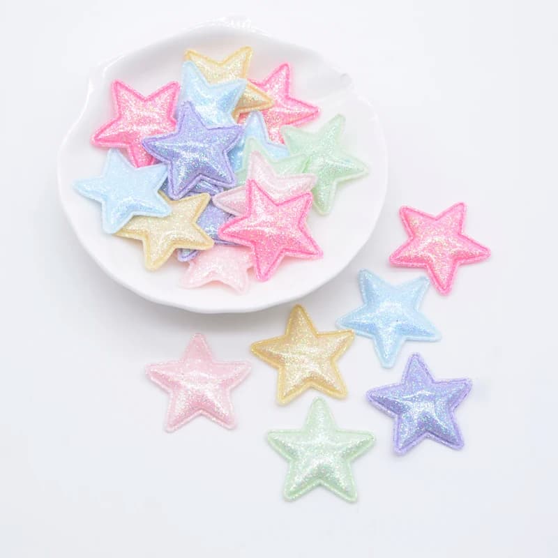50Pcs 25mm Bling PU Leather Star Applique for DIY Girl Headwear Hair Clips Decor Accessories Clothes Hat Sewing Patches