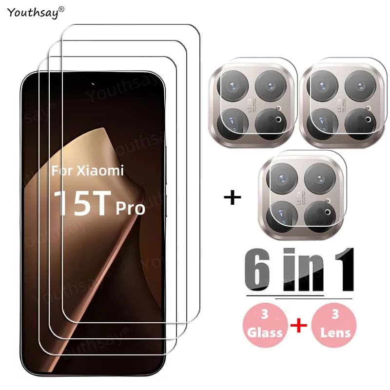 Vetro Gule completo per Xiaomi 15T Vetro temperato Xiaomi 15T Pro Protezione schermo Pellicola protettiva per obiettivo fotocamera per telefono Xiaomi 15T Vetro