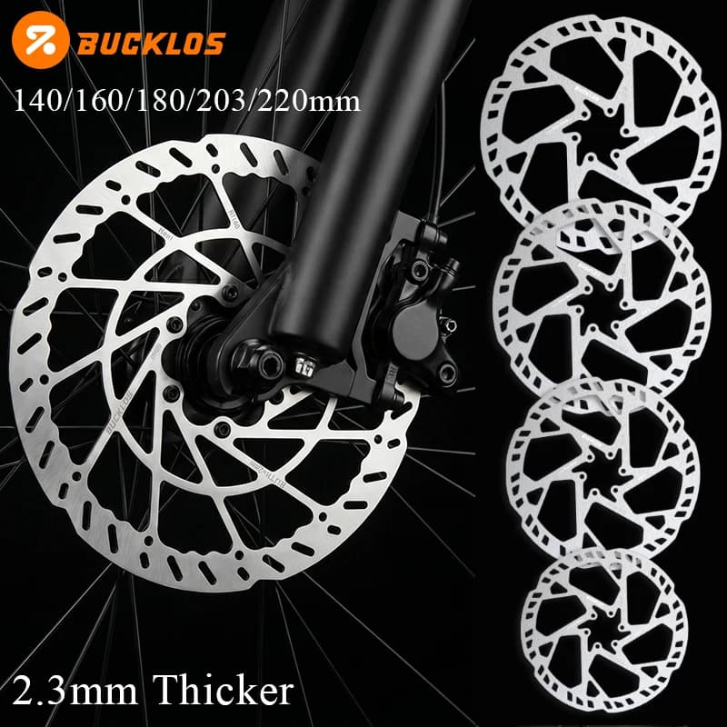 BUCKLOS 2.3mm Thicker Bicycle Brake Disc 220mm Stainless Steel Bicycle Rotor 160 E-Bike Mountain Bike Disc 6-Bolt Cycling Rotor