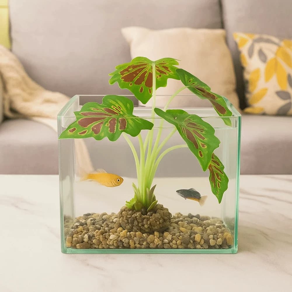Aquatic Plants in Plastic for Aquarium, Artificial Realistic Decorations Underwater with Steli Robusti, Small Plants for Aquarium Landscape