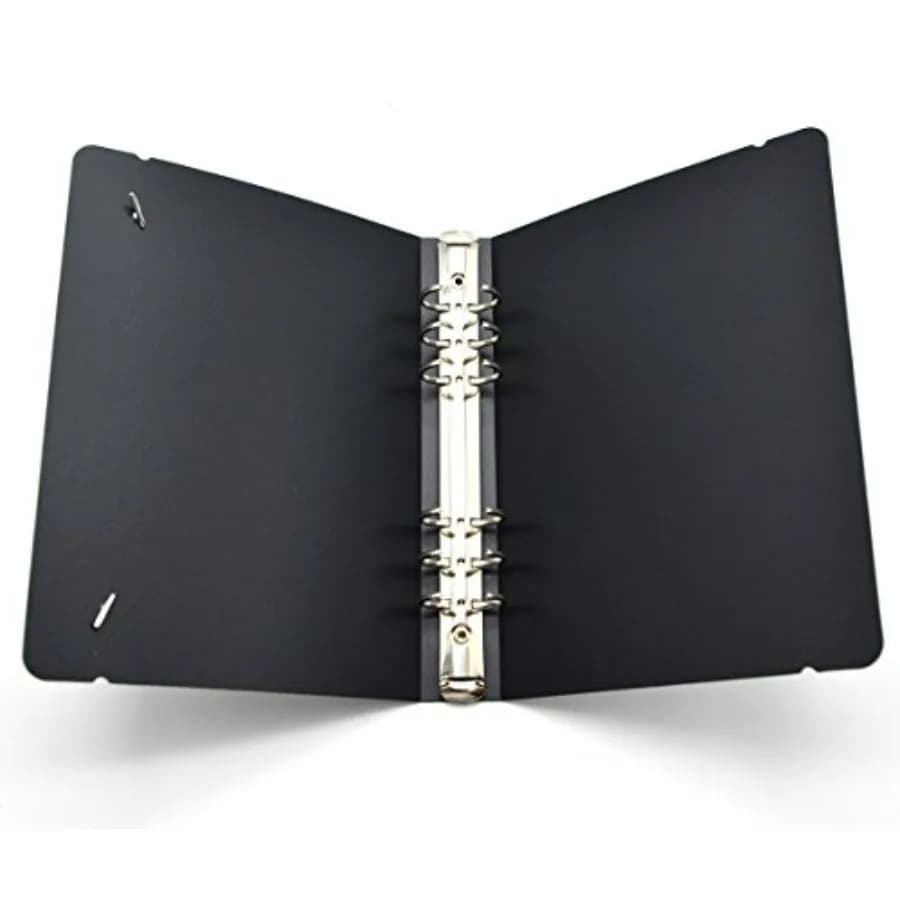 A5 6-Holes Round Ring View Binders Black Plastic Cover, Refillable Notebook Journal Binder File Folder, Loose Leaf Sheet Protec