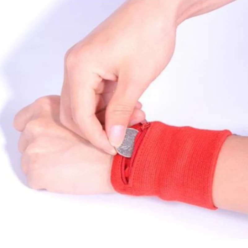 1 Paio di Protezioni per Polsi con Cerniera Portaoggetti, Assorbenti di Sudore, per Basket, Corsa e Fitness