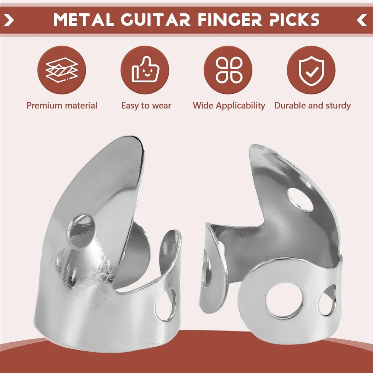 (ABYM) 12 Pcs Steel Finger Picks Set,Metal Finger Picks Adjustable Bass Finger Picks for Guitar, Banjos and Other Instruments