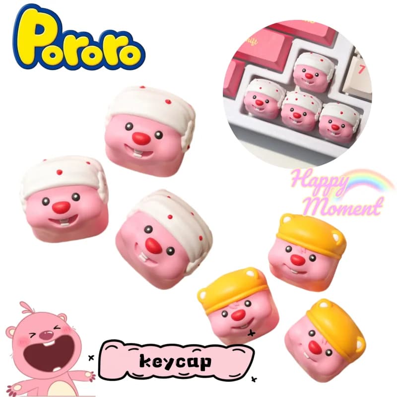 Pororo Loopy anime merchandise personality keycap creative cartoon mechanical keyboard cap girly keyboard decoration wholesale