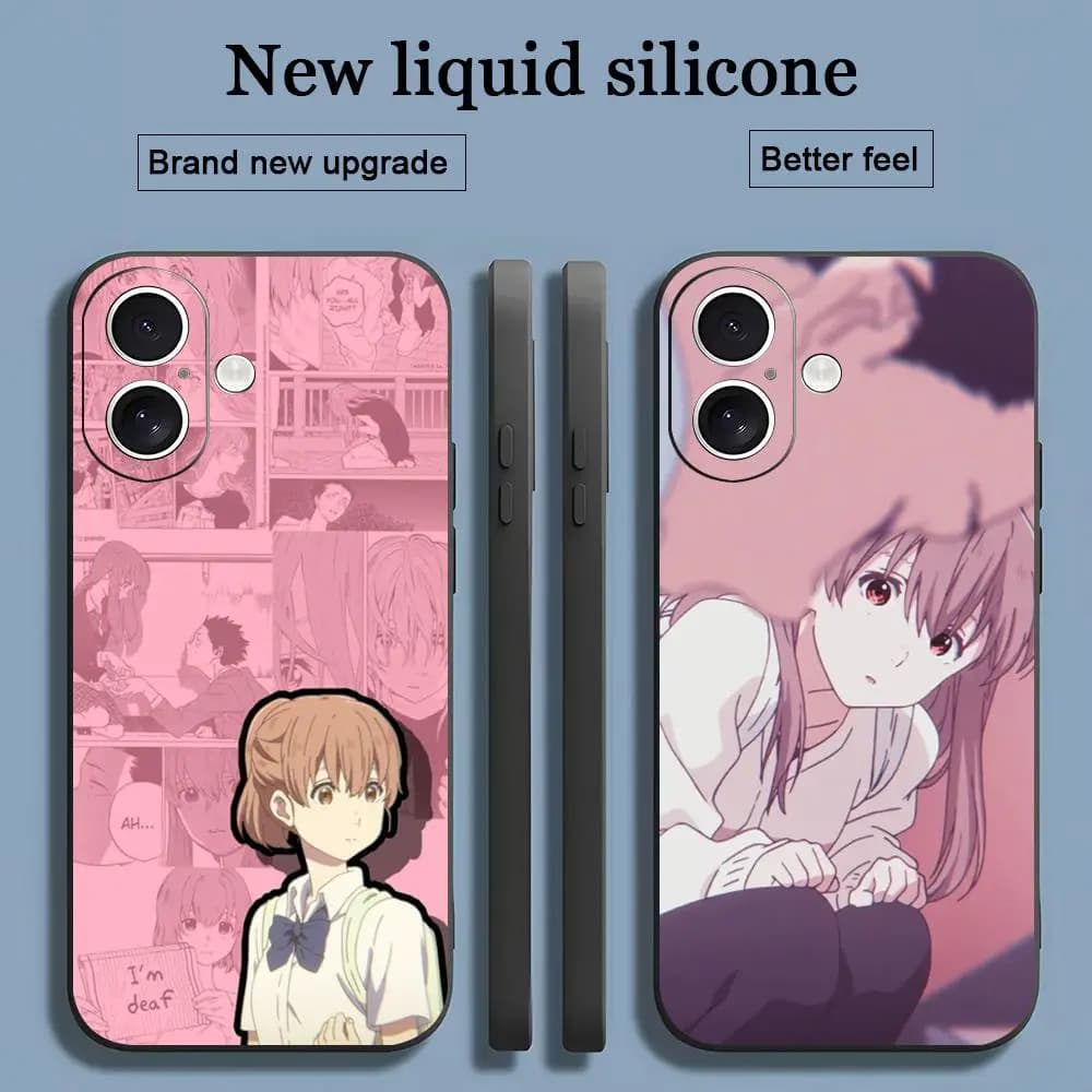 A Silent Voice Anime Cool Phone Case For iPhone 17 16 15 14 13 12 11 X XR XS 8 Plus Mini Pro Max Soft black Shockproof Cover
