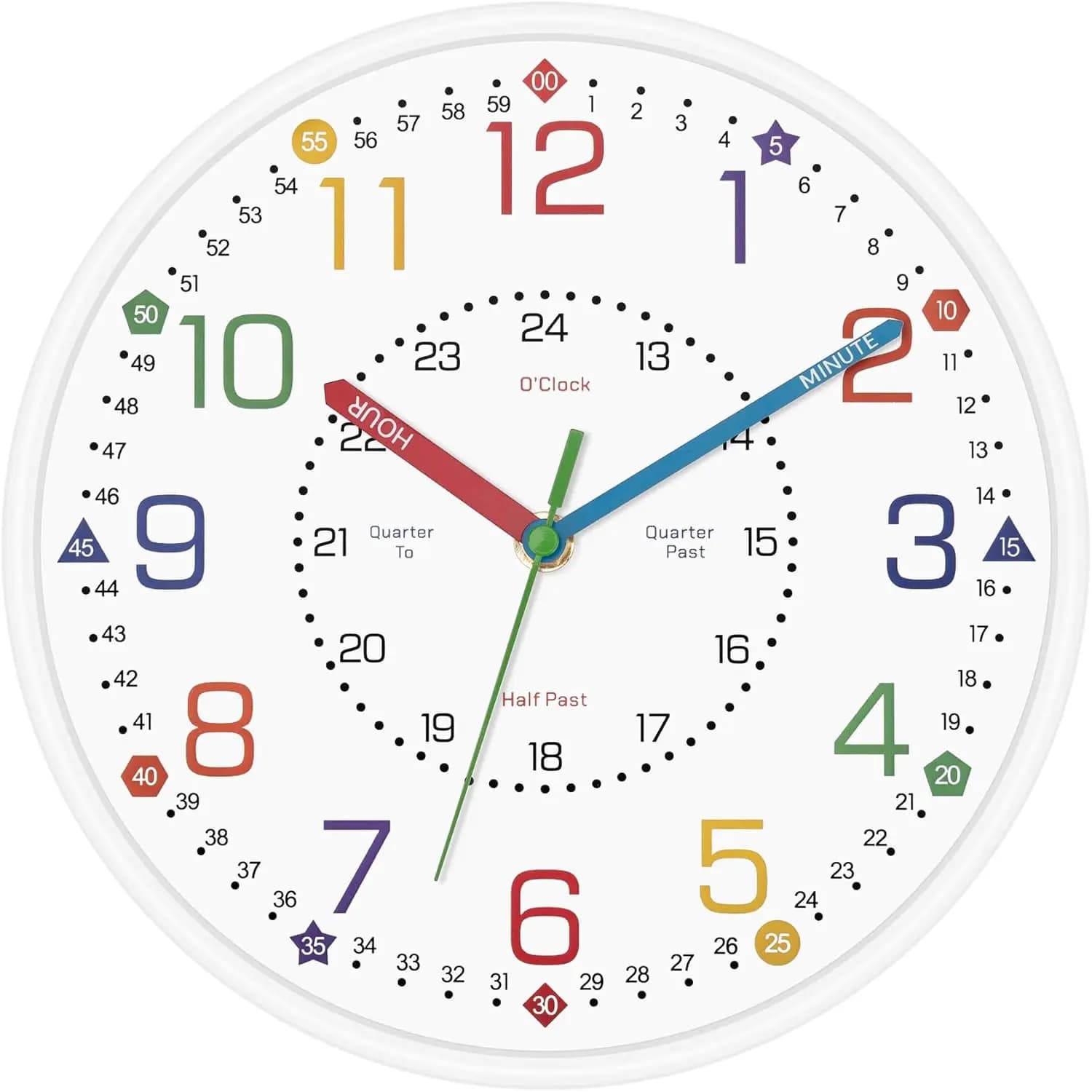 Orologio da Parete per Studenti da 10 Pollici - Silenzioso, Senza Ticchettio, Orologio Analogico Colorato per Aule e Camere da Letto