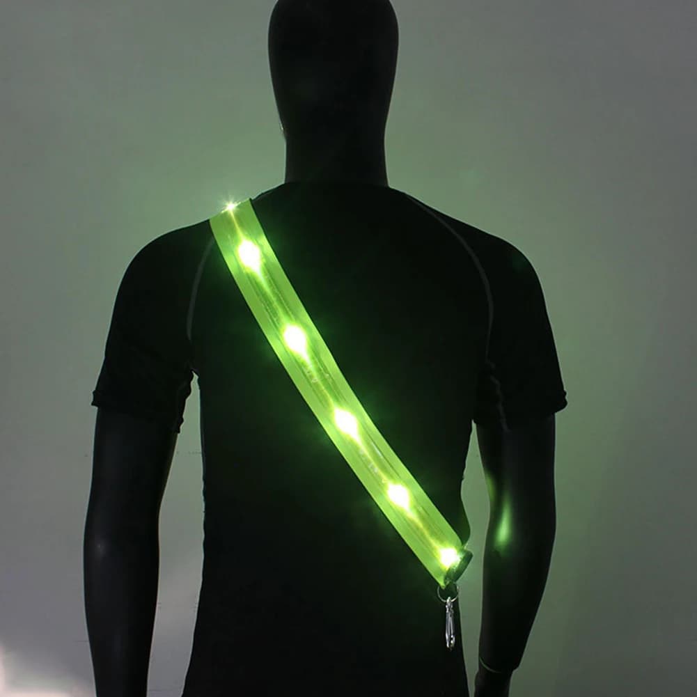 LED Shoulder Belt Rechargeable LED Reflective Running Strap for Men Women Night Safety Outdoor Hiking Jogging Walking Light Gear