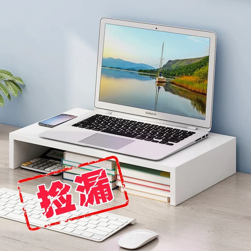 Elevated Desktop Computer Monitor Stand Organizer Office Desk Notebook Padded Base Support Bracket Space Saver Storage Rack
