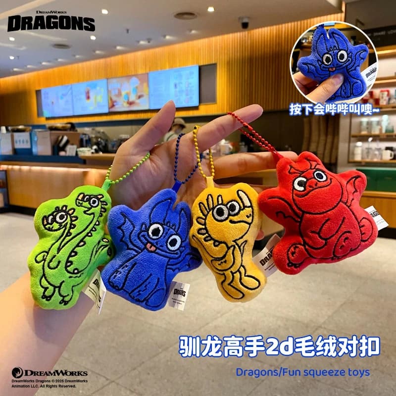 Autentico Portachiavi Peluche 2D di Toothless, il Maestro Domatore di Draghi, Simpatico Ciondolo a Forma di Bambola da Stringere, Regalo per Zaino