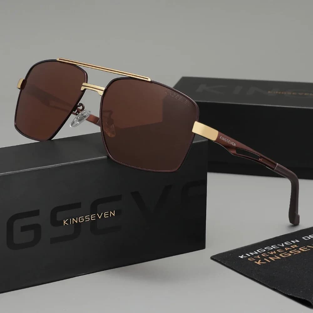 KINGSEVEN Original Luxury Trendy Sunglasses Rectangular Frame For Men Women UV400 Polarized Driving Travel Outdoors Eyewear