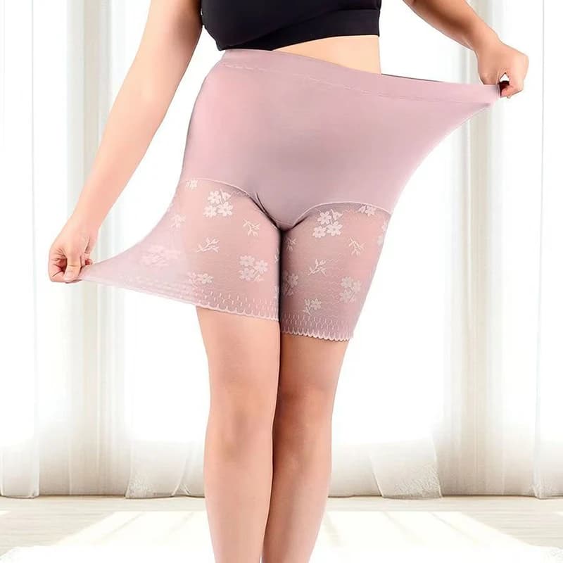 Plus Size Safety Shorts Women Summer High Waist Elastic 2 In 1 Underskirt Panties Sexy Lace Anti Slip Boxers Underwear Female