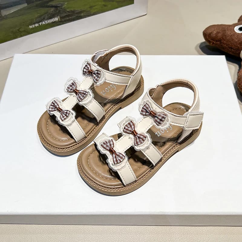 YUYIN Summer Toddler Girls Flat Sandals Children's Fashion Open-Toe Sandals Children's Princess Shoes with Sweet Bow Breathable