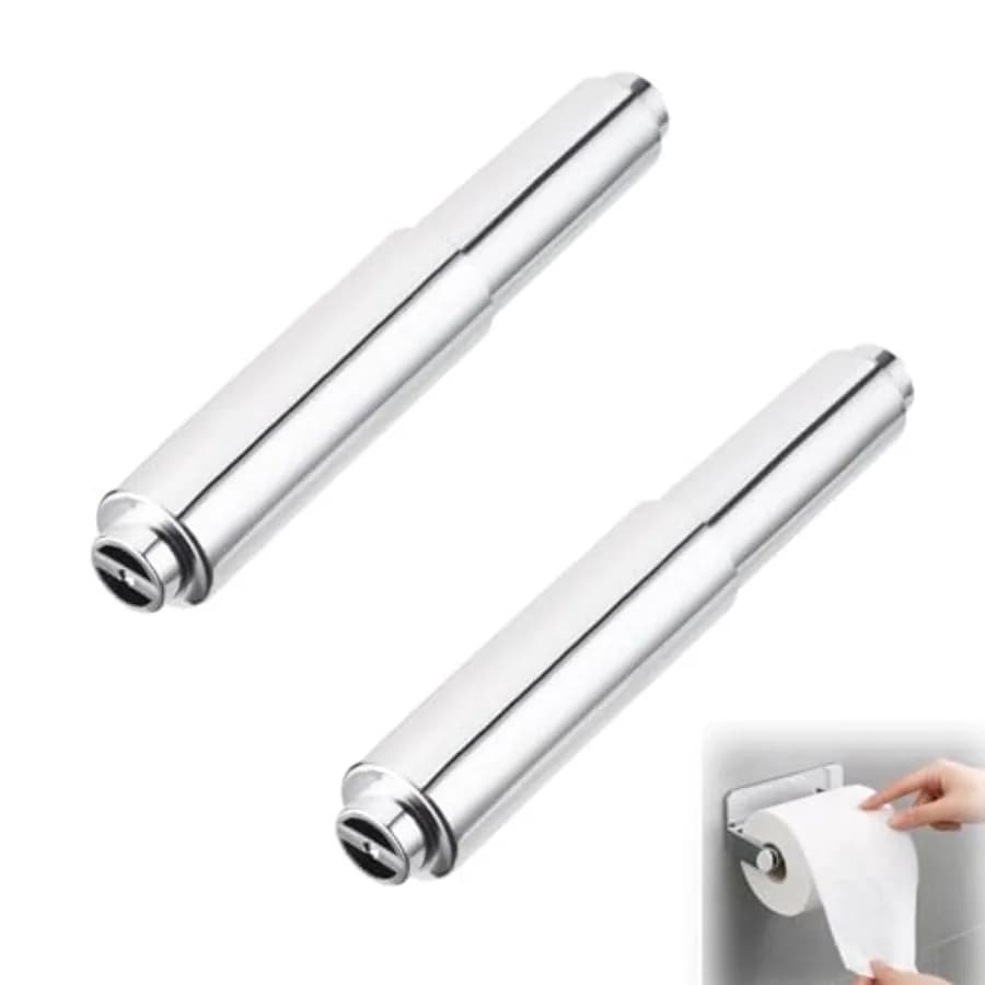 2PCS Toilet Paper Holder, Universal Stainless Steel Spring Loaded Toilet Paper Roll Holder Replacement for Toilet Paper Spring