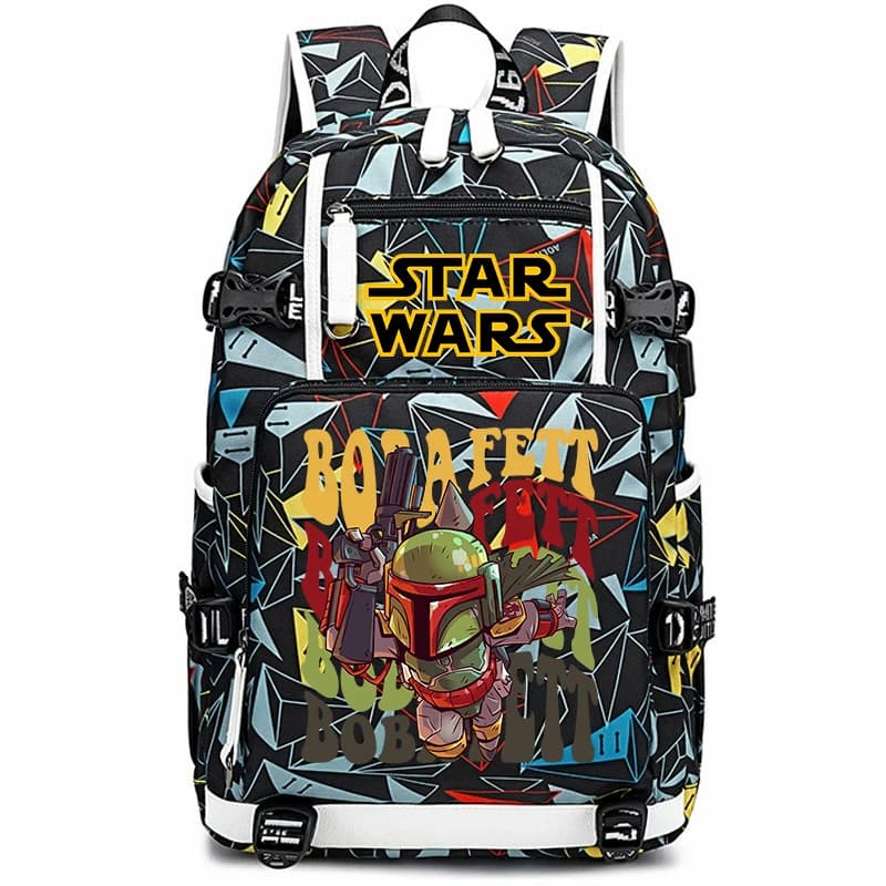 Zaino per studenti con stampa Star Wars Boba Fett, borsa da scuola casual di grande capacità per ragazzi, ragazze, bambini, adolescenti