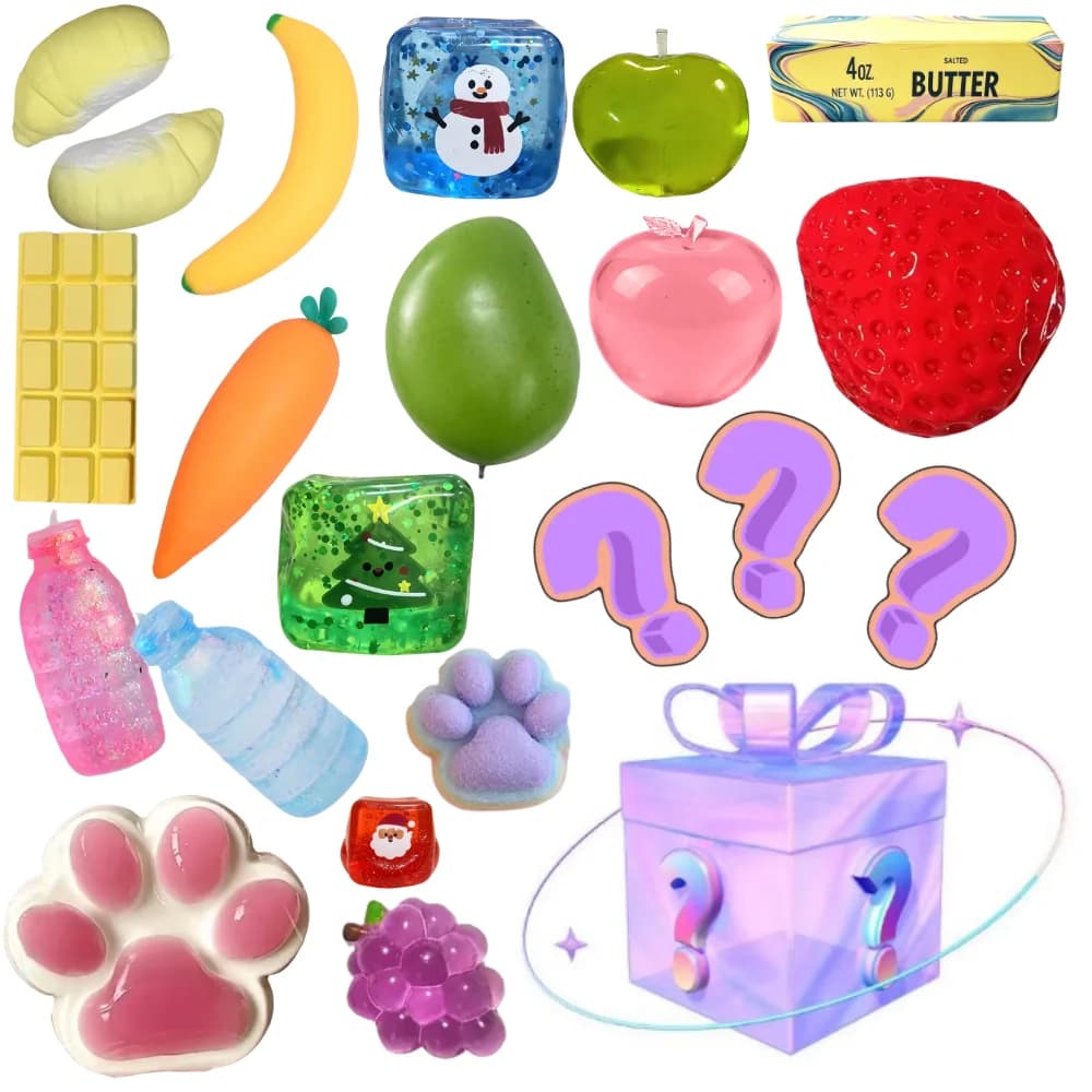 Hot Mystery Box Kawaii Cat Paw Ice Cube Simulated Food Fidget Toy Cute Squeeze Foot Toy Antistress Stress-Relief Surprise Gift