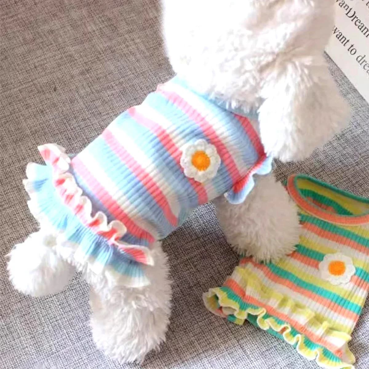 Rainbow Flower Small Dog Dress Cute Cat Clothes Summer Cooling Dog Clothes for Small Dog Vest Spring Soft Cat Dress Pet Clothes