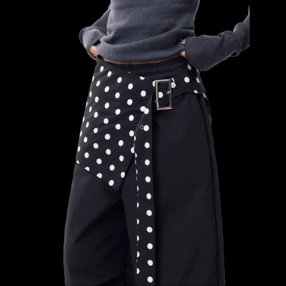 New Polka Dot Polka Dot Mini Skirt Asymmetrical Overlap Women Mini Skirt Y2K Bandage Faldas Jeans Decoration