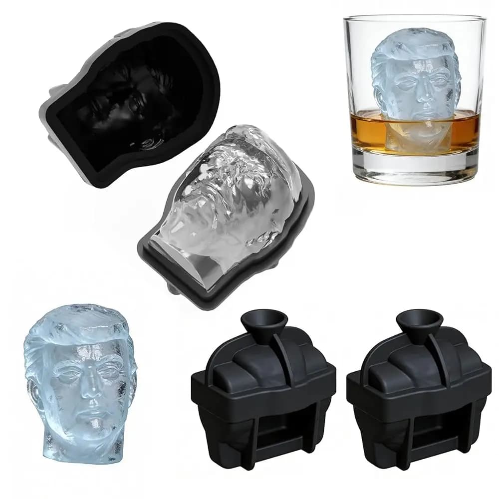 Set di 2 Stampi per Cubetti di Ghiaccio Trasparenti, Design Divertente a Forma di Testa, per Whisky, Cocktail e Bourbon, Stampo per Ghiaccio Facile da Sformare