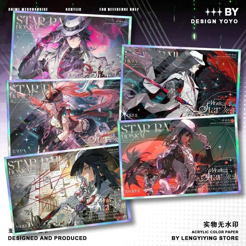 Rappa La Mancha Ashveil Honkai: Star Rail - Carta Acrilica con Firma, Decorazione per Cosplay, Carta Colorata Laser, Oggetto da Collezione