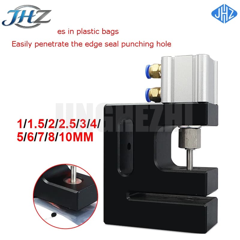 JHZ Perforatrice Pneumatica per Fori Rotondi da 1.0/1.5/2.0/2.5/3.0/4.0/5.0/6.0/7.0/8.0/10MM, Macchina per Foratura di Sacchetti in Plastica BOPP e Film PP