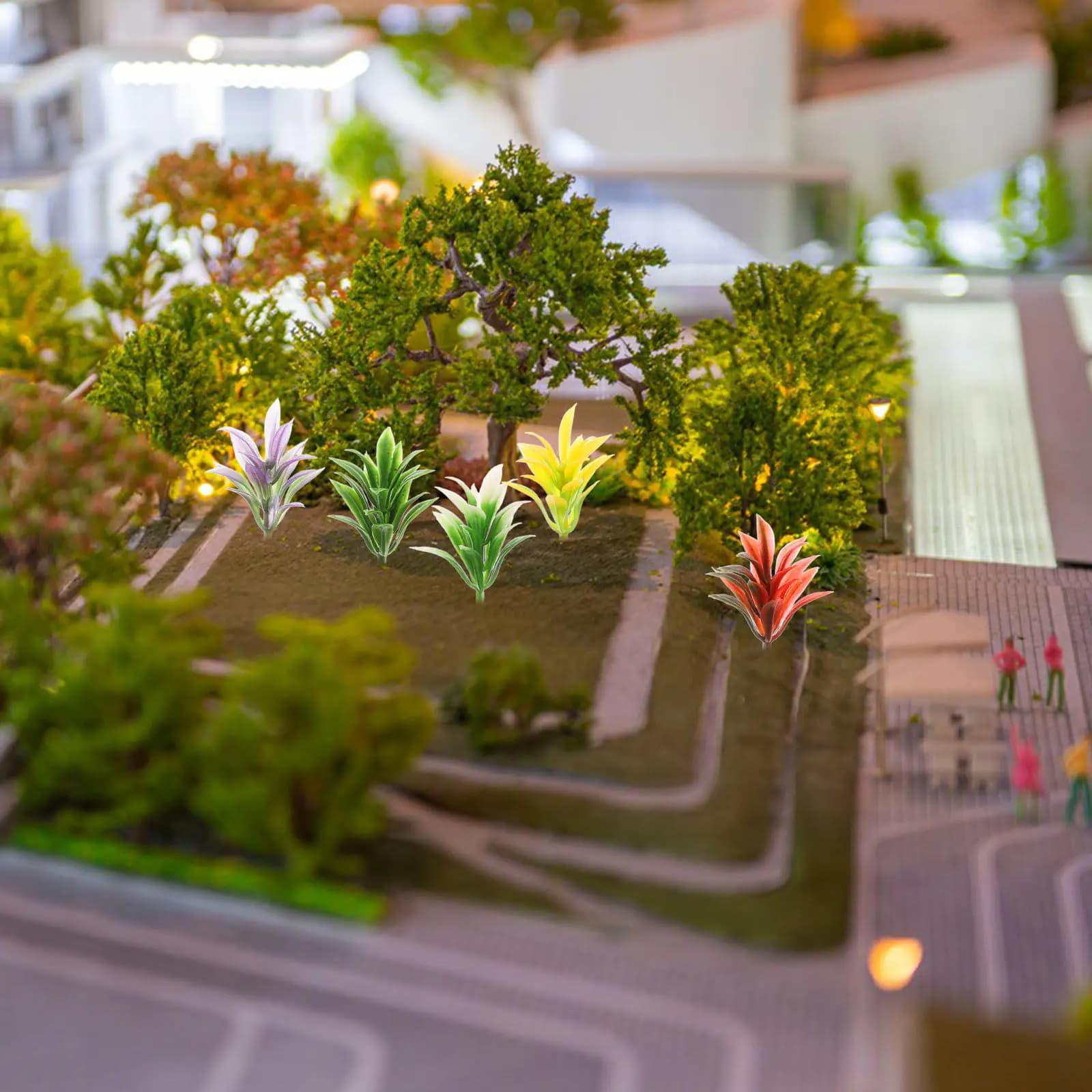 50 Colorful Miniatures of Artificial Plants, Erba Cyuffs for Railway Scenes, Miniature Garden Accessories, Landscapes