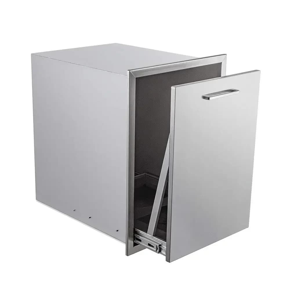 24 Deep 20W x 27H Double Stainless Steel Outdoor Kitchen Trash Bin or Dual 10 Gallon Wastebaskets