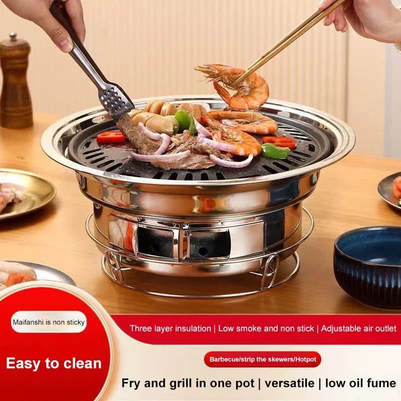 Multipurpose Stainless Steel Barbeque Grill Portable Round For Family Meetings at Camping Indoor