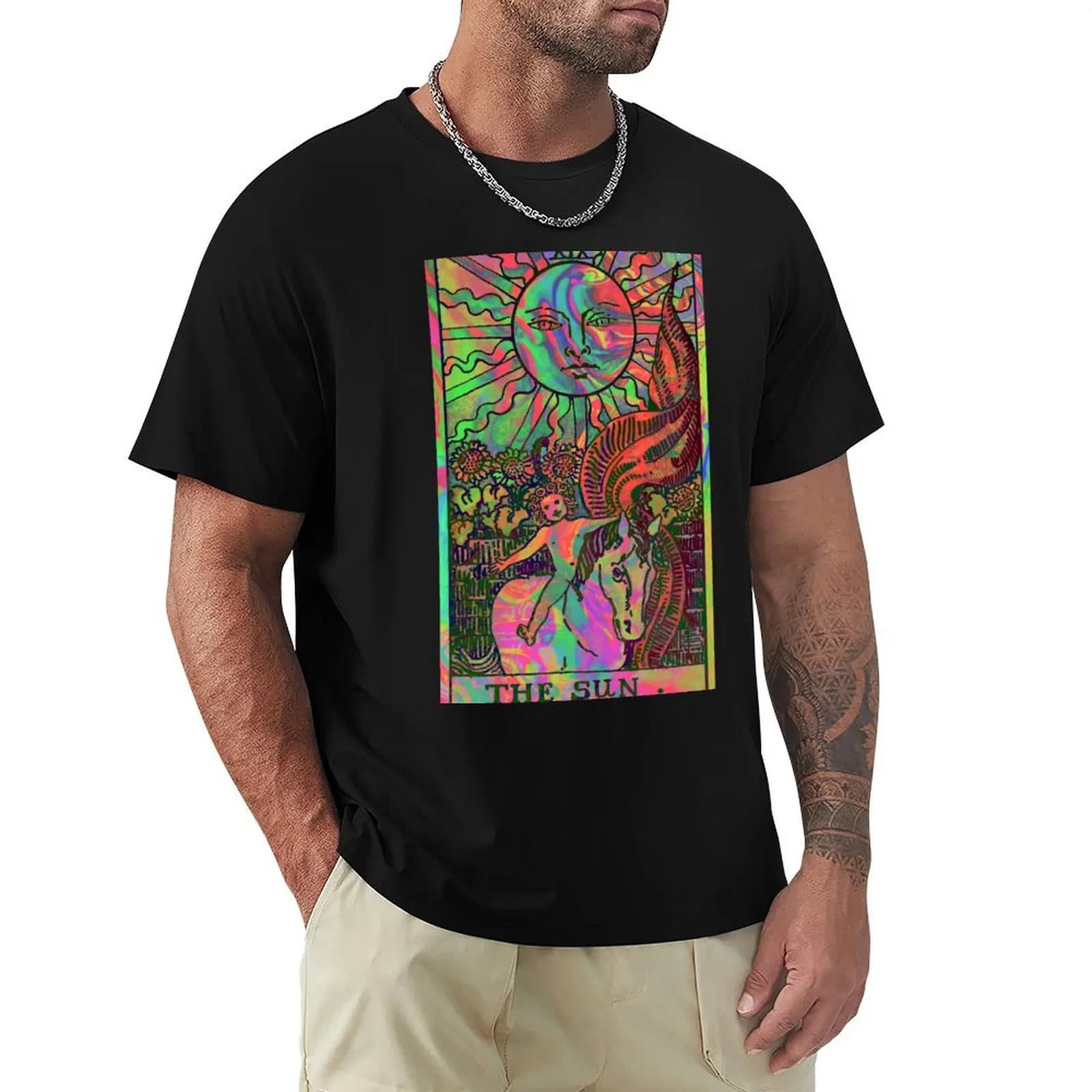 XIX. The Sun Tarot Card Psychedelic T-Shirt Cool Dry Performance T-Shirt