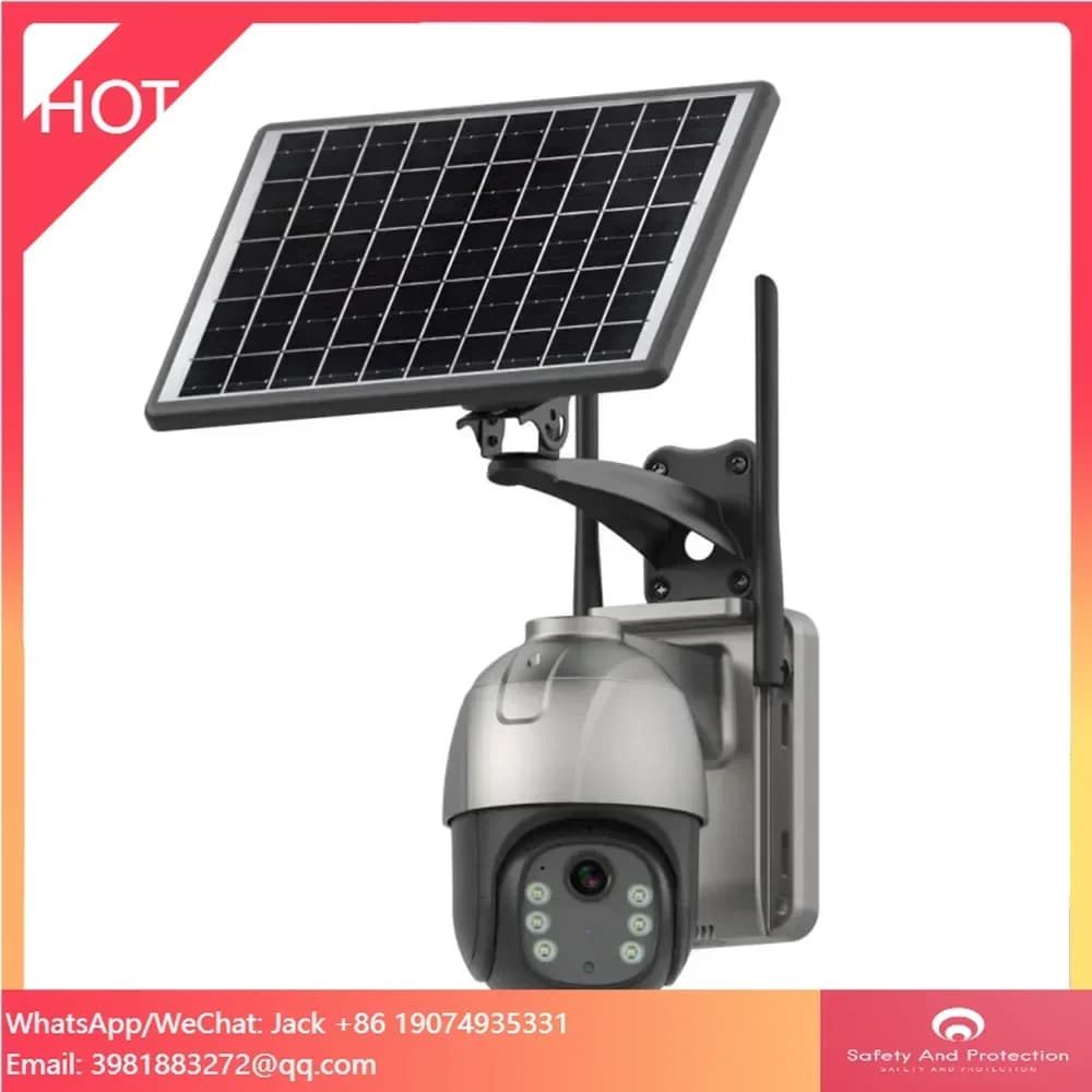 Telecamera di Sicurezza Solare Wireless per Esterni con Sistema CCTV, AI Smart, WiFi 4G, Batteria e Slot per Scheda SIM