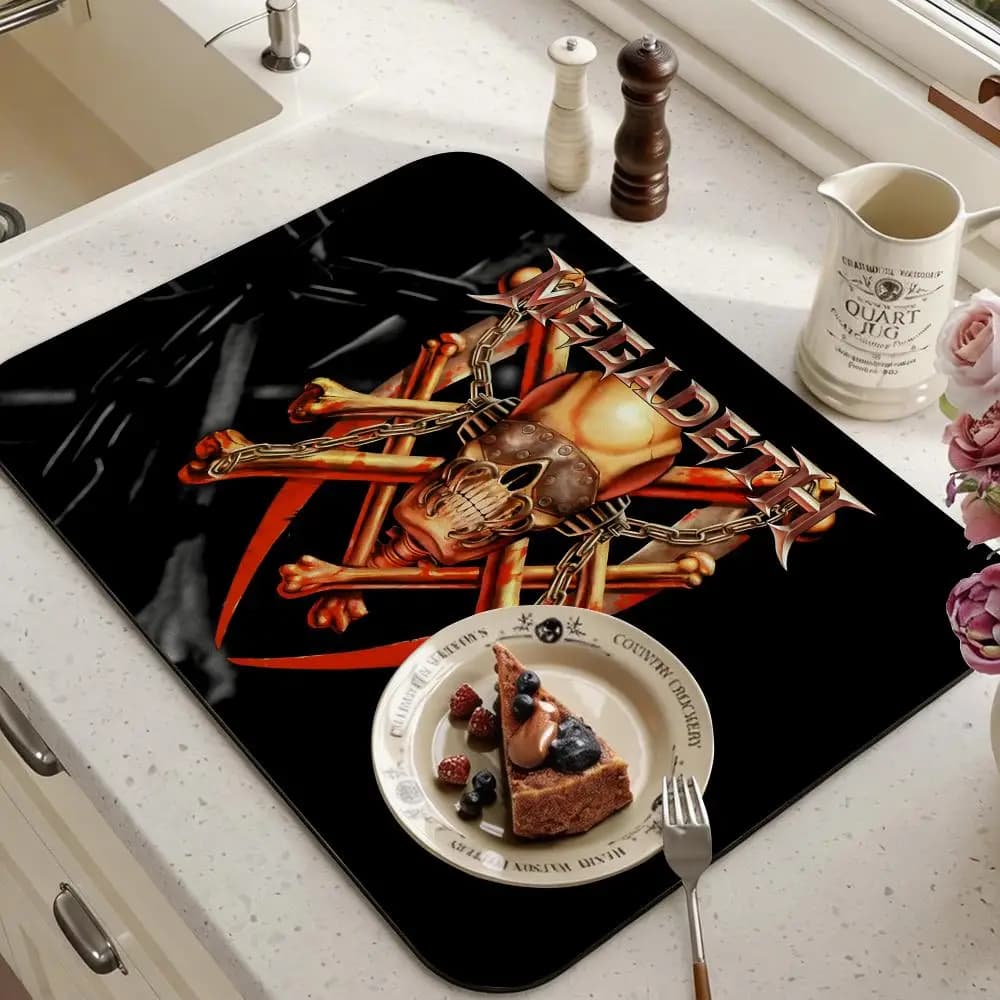 M-Megadeth Rock Band Carpet in Ecological Diatomite Antibacterial and Anti-odor for Kitchen and Bathroom